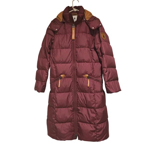 Wanakome Canada Calypso Burgundy Long Quilted Winter Down Coat - Size Med - Picture 2 of 16